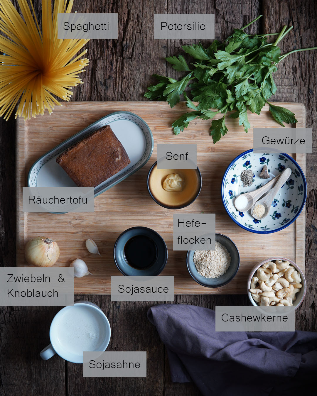 Vegane Spaghetti Carbonara Topview